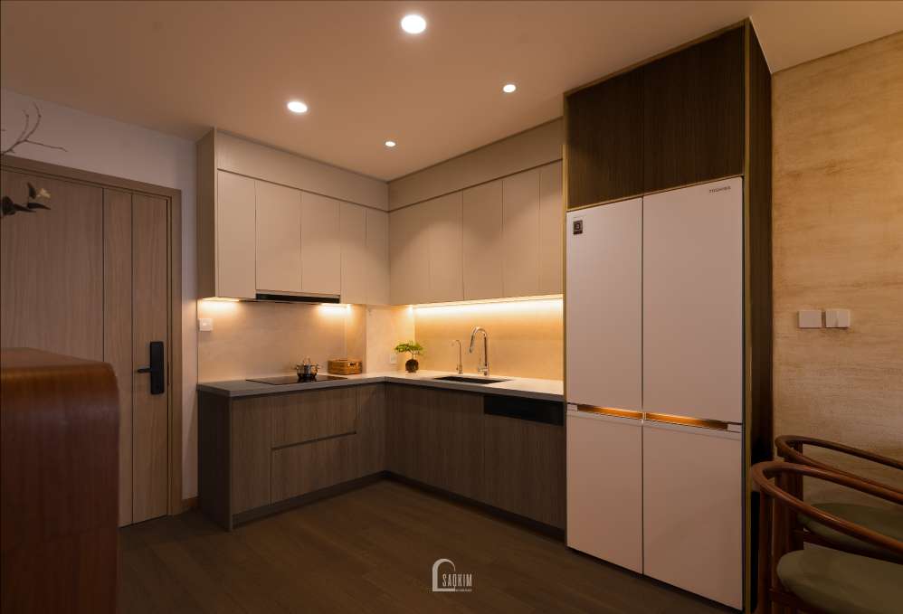 Thiết kế nội thất phòng bếp phong cách Mid - Century Modern dự án The Charm An Hưng
